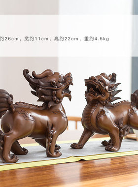 紫铜貔貅摆件一对办公室客厅酒柜工艺品家居饰品摆设店铺开业礼品