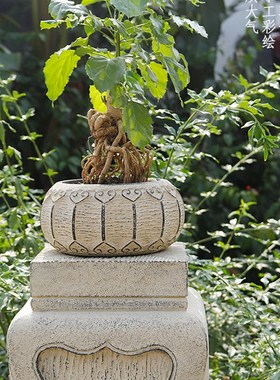 户外草坪花园造景摆件人造石石墩新中式庭院布置小花盆底座装饰品