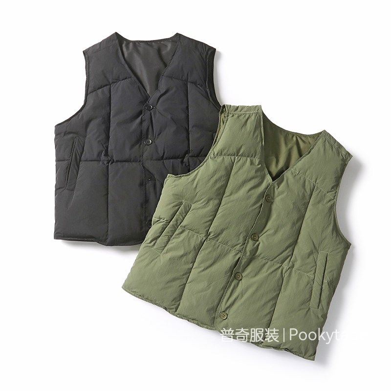 日系高街 防风防水尼龙加厚夹棉保暖秋冬男女休闲V领背心棉马甲,淘宝优惠券,粉丝福利购,淘宝优惠卷