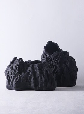 新中式样板间假山造型陶瓷花器z摆件客厅玄关干花瓶台面家居装饰