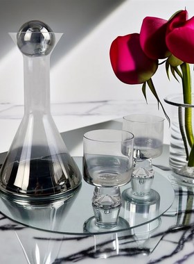 简约现代样板间酒店售楼处创意水晶玻璃酒具酒杯水壶套装桌面茶几