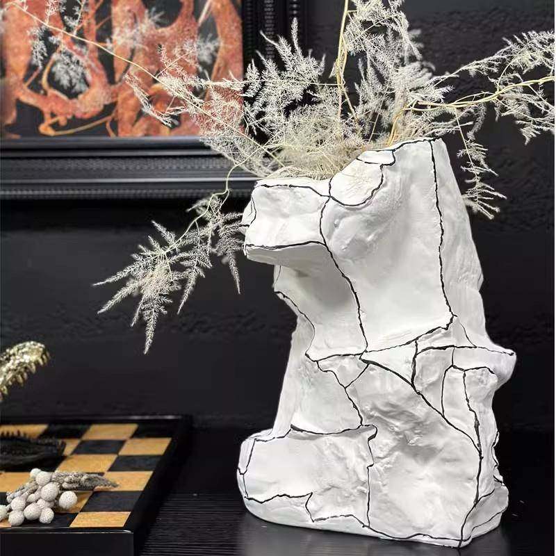 现代极简轻奢几何白色线条花器造型花瓶艺书房桌面家居装饰品摆件,淘宝优惠券,粉丝福利购,淘宝优惠卷