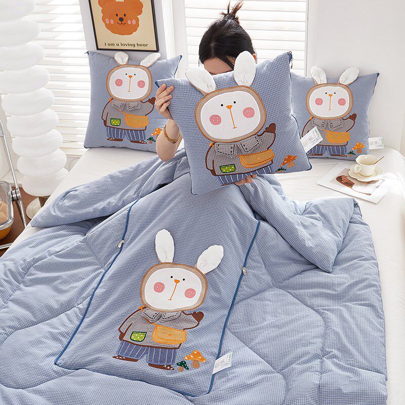 全棉抱枕被子两用二合一汽车载靠枕垫手提式办公室午睡毯子枕头被 - 图2