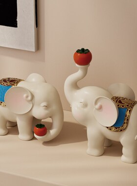 寓意招财大象摆件高档搬家乔迁新居礼物轻奢创意古风客厅酒柜装饰