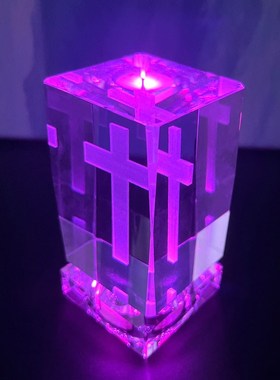 水晶十字架小摆件 客厅玄关卧室小夜灯摆饰品送弟兄姊妹生日礼物
