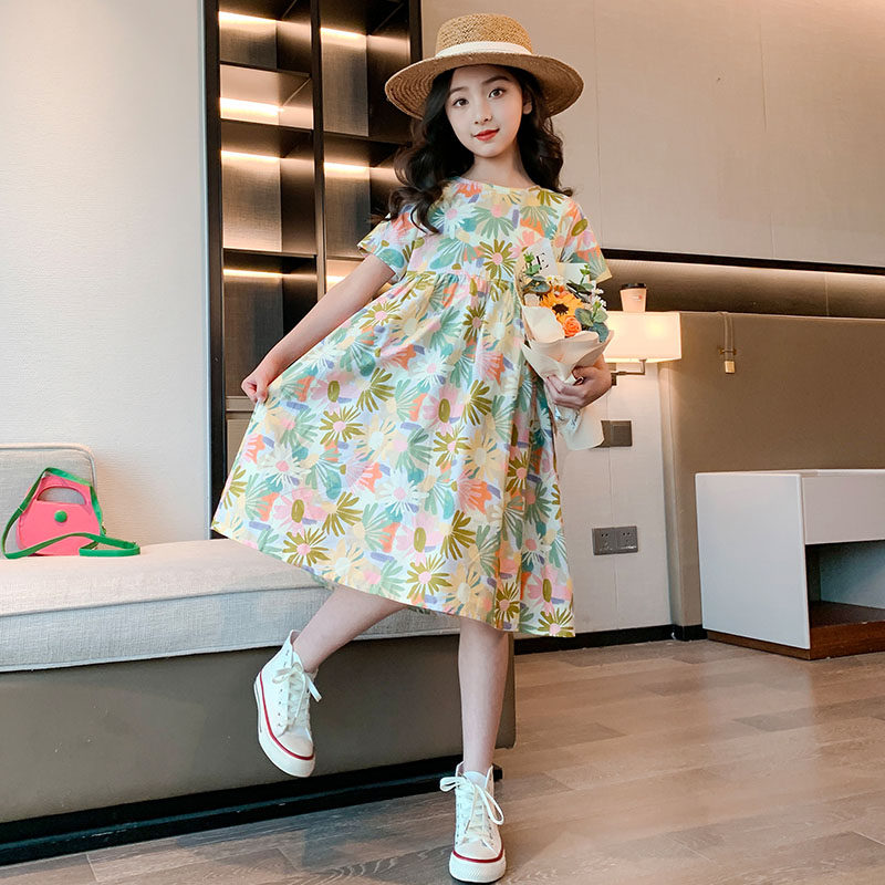 女童连衣裙夏装新款2023洋气纯棉布碎花裙女大童宽松公主裙子夏天,淘宝优惠券,粉丝福利购,淘宝优惠卷
