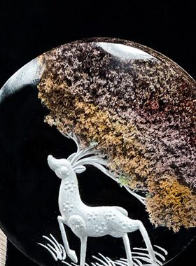 天然幽灵一鹿路有你水晶吊坠梅花鹿定制项链520情人节礼物送女友