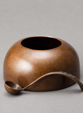 小口铜水丞 水滴砚滴铜器文房四宝砚台加水之用水盂古玩书法用品