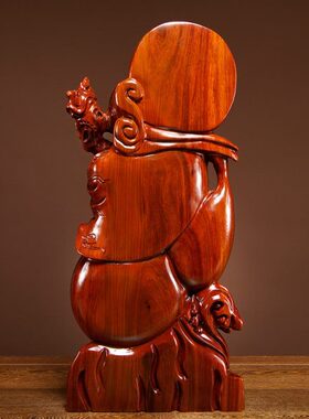 花梨木雕刻福寿桃老寿星公摆件送长辈老人祝寿生日礼品红木工艺品