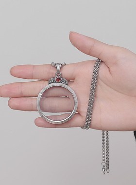 透明双面唐卡嘎乌盒吊坠圆形不锈钢玻璃相盒可打开V朱砂瓶吊坠钛