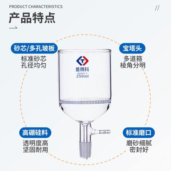 实验室漏斗砂芯抽滤漏斗真空250ml500ml1000ml多孔筛板抽滤漏斗,淘宝优惠券,粉丝福利购,淘宝优惠卷