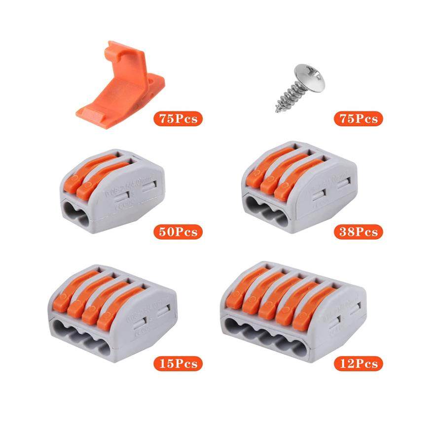 115PCS杠杆线连接器螺母套件带底座螺丝电气连接器2345导体组合 - 图0