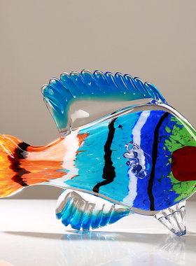 轻奢琉璃热带鱼彩色动物摆件桌面玻璃手工艺品客厅玄关装饰品送礼