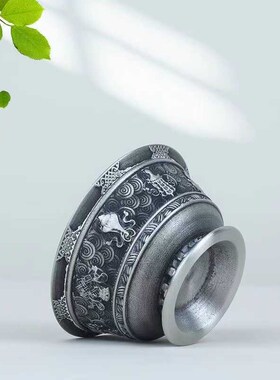 纯锡护法杯八吉祥供水杯供酒杯家用供奉摆件供水碗杯不变色不生锈