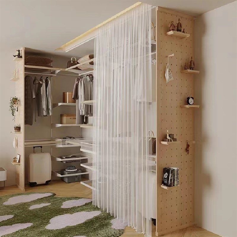 Solid wood hole board custom metal coat and hat partition wall custom storage rack storage rack wall wooden bookshelf