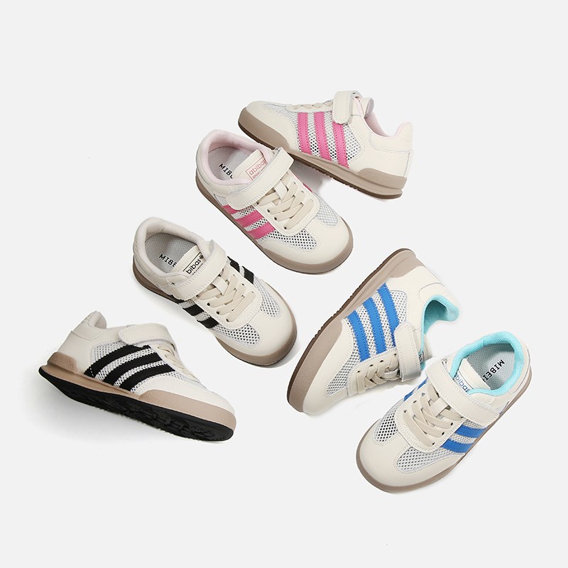 儿童德训板鞋2025夏季新款女童鞋子男童单网鞋透气运动小白鞋网面 - 图1