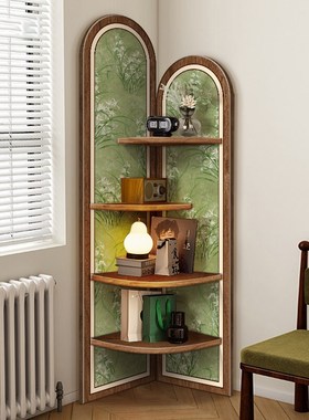 法式复古客厅转角置物架创意装饰品落地摆件沙发边缝隙.多层收纳