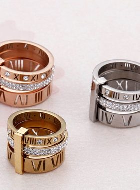 欧美风个性多环戒指 罗马字母潮人时尚饰品戒指 厂家
