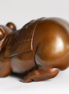 铜乾坤 紫铜金猪摆件招财纯铜存钱罐猪家居装饰品新年工艺品摆件