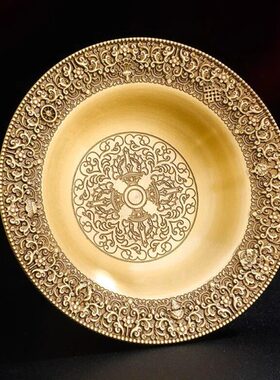 尼泊尔纯铜八吉祥雕花护法杯家用供具黄铜贡酒杯供护杯供茶杯大号