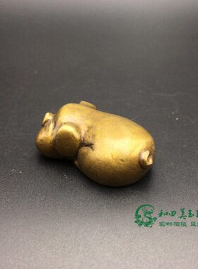 可爱铜小猪摆件实心黄铜福猪铜手把件微雕铜动物口袋猪古玩铜器