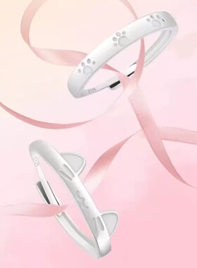 夜光猫狗情侣戒指小众简约卡通