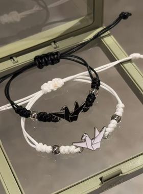 千纸鹤编织平安喜乐手链小众白鸽