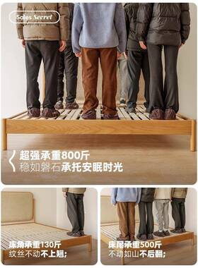法式复古全木床主卧中古风米软靠背双人床小户型卧室米布艺床