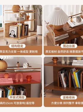 小茶柜边柜移动茶水柜客厅沙发边几多功能小推车带轮茶