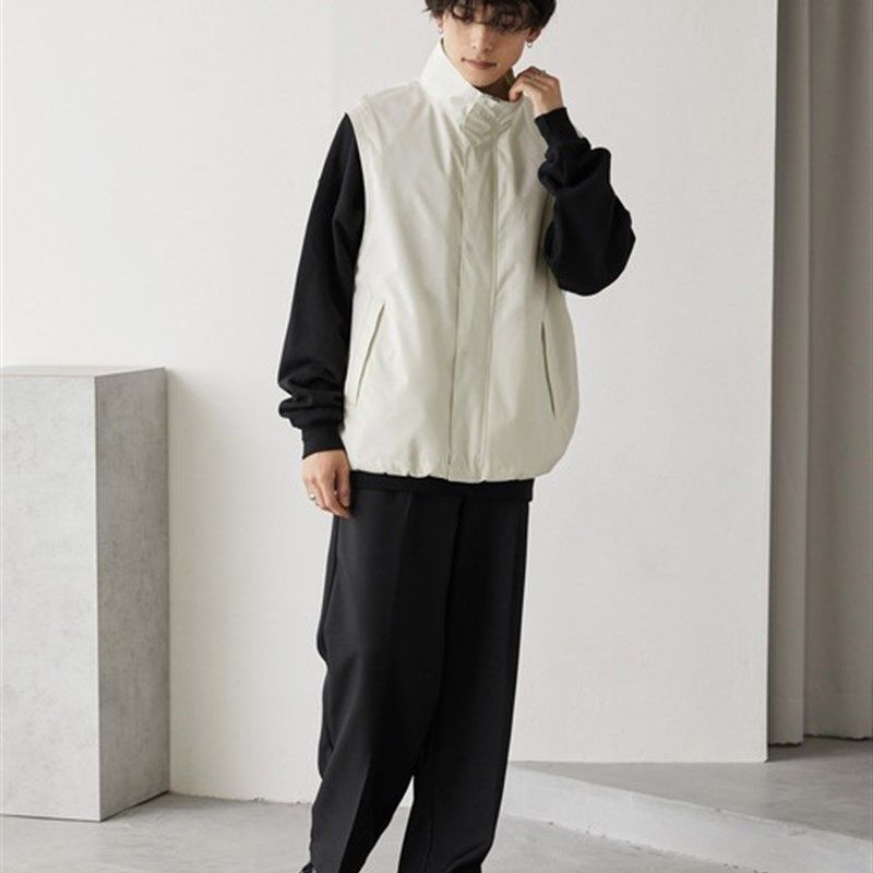 日单日系纯色立领工装马甲男生秋季潮牌户外宽松休闲无袖坎肩背心,淘宝优惠券,粉丝福利购,淘宝优惠卷