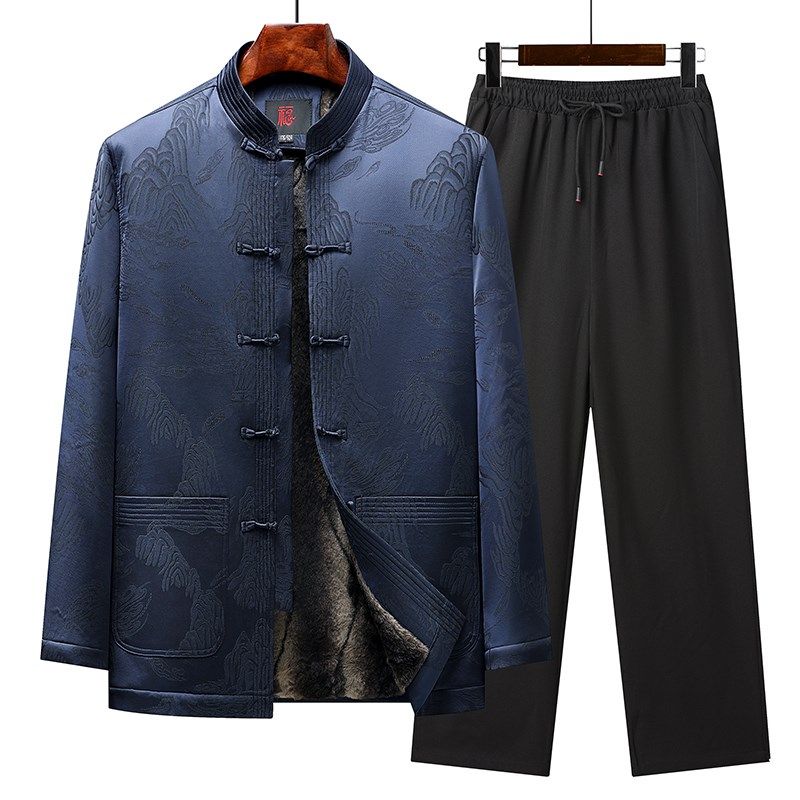 秋冬唐装男士加绒加厚爸爸棉衣套装中国风老人棉服爷爷装棉袄外套,淘宝优惠券,粉丝福利购,淘宝优惠卷