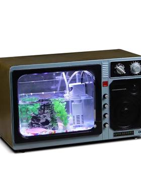 复古老式创意电视机鱼缸模型道具摆件酒吧餐厅客厅家居怀旧装饰品
