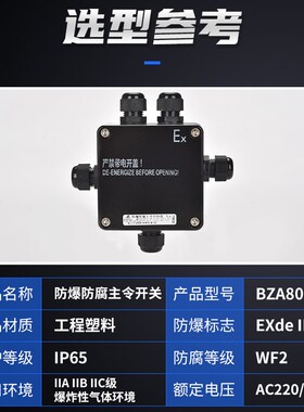 防爆防腐主令开关 接线盒接线箱防腐防水防尘户外BZA8060定做