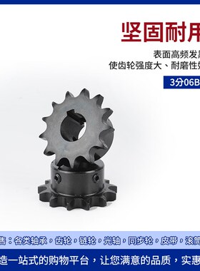 3分06B12齿链轮齿轮成品孔1012141516 45钢发黑适用于06B链条齿轮