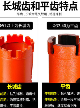 工业级水钻头水钻机混凝土快速空调开孔器金刚石干打水钻钻头