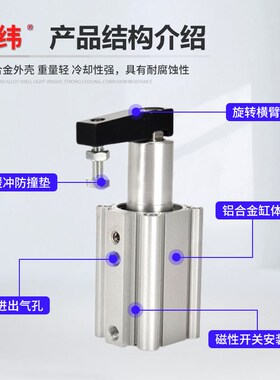 旋转下压QCK夹紧转角气缸90度QCKR32 QCKL40/50/63-10S/20S/30S