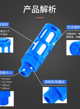 电磁阀消声器塑料PSL-01寸02/03/04分滤芯消音器气动汇流板配件头