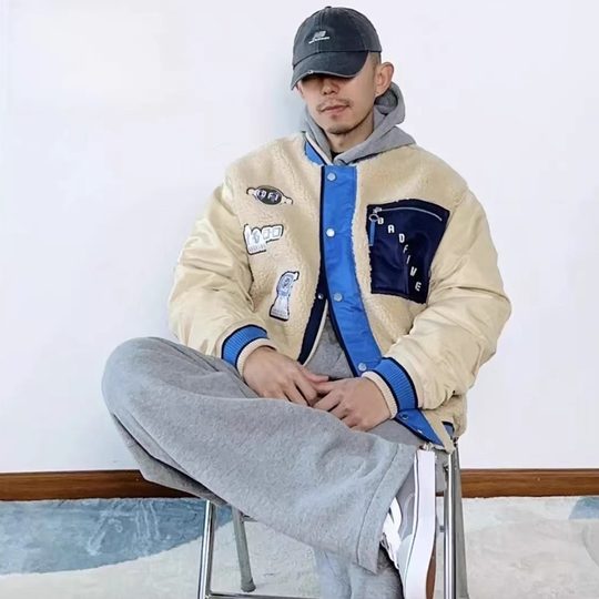 Li Ning loose patchwork baseball uniform warm cardigan