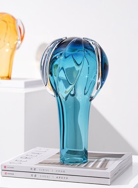 高端艺术玻璃热气球抽象摆件现代客厅样板间餐桌酒店玄关摆设装饰