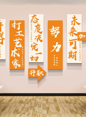 企业文化墙办公室墙面装饰高级感公司进门形象墙布置励志标语墙贴