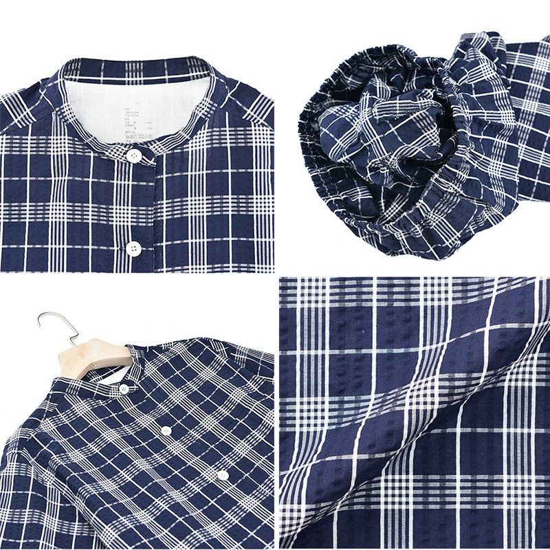 日式泡泡纱睡衣女款短袖薄款夏季纯棉男士短裤家居服套装格子条纹,淘宝优惠券,粉丝福利购,淘宝优惠卷