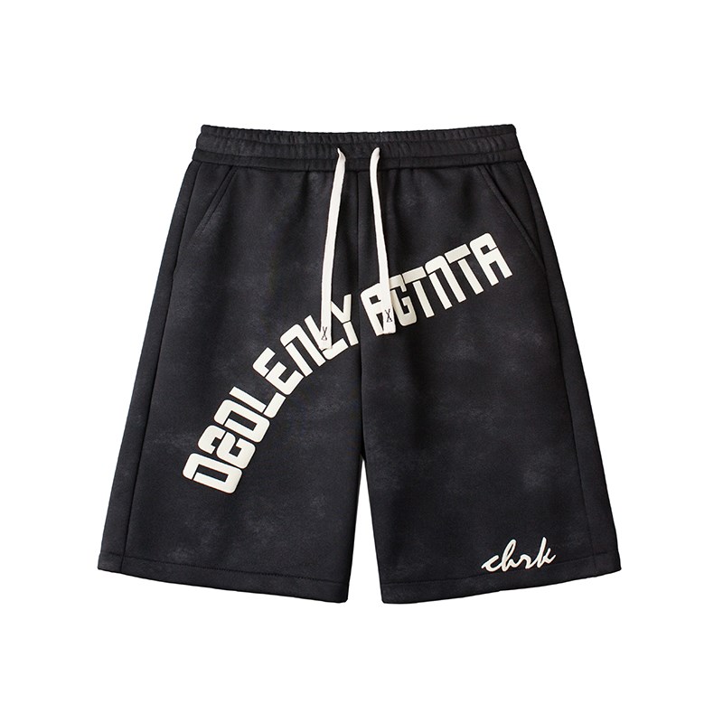 字母发泡印花运动短裤男夏季五分裤潮牌复古扎染裤子美式篮球裤薄 - 图3