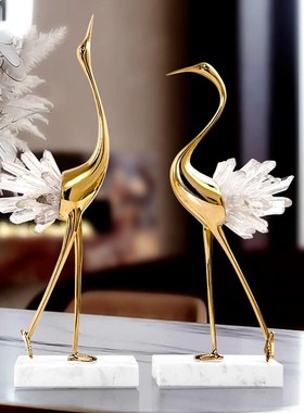 现代家居结婚装饰品轻奢小众水晶天鹅摆件高档客厅酒柜玄关电视柜