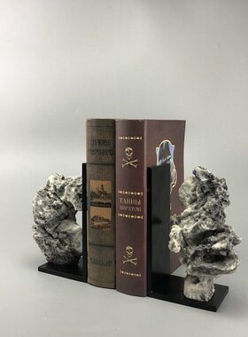 现代新中式创意铁艺书靠摆件客栈样板房客厅家居书房酒柜软装饰品