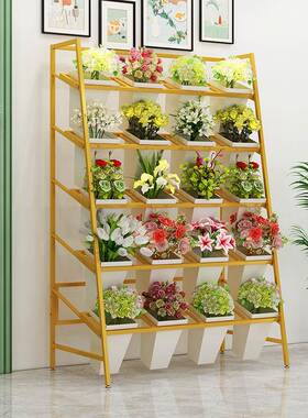 花店花架鲜花AL102130架展示铁艺多梯形层摆放架室内架花卉醒花桶