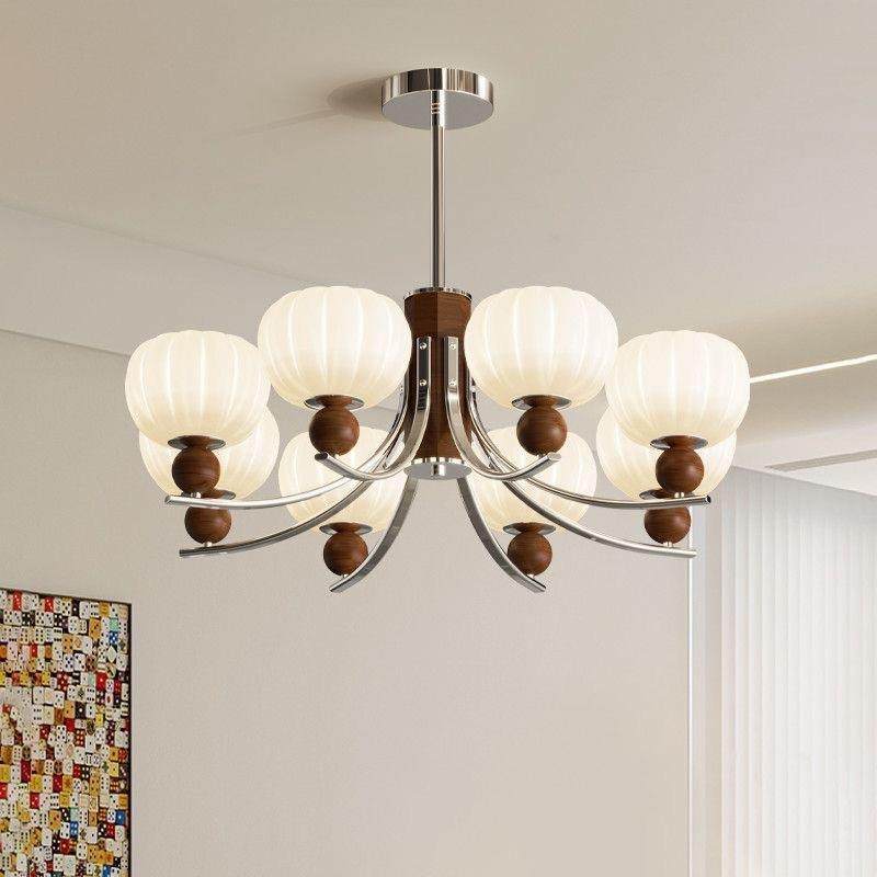 法式中古胡桃木南瓜灯餐厅灯轻奢复古设计感护眼主卧室灯客厅吊灯,淘宝优惠券,粉丝福利购,淘宝优惠卷