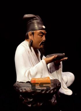 特苏东坡观砚中式人物石湾公仔陶瓷客厅玄关盆景园林手工家居摆件