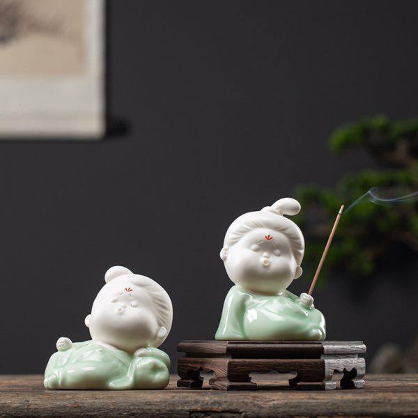 创意可爱人物仕女摆件陶瓷线香插茶道香炉客厅桌面装饰工艺礼品,淘宝优惠券,粉丝福利购,淘宝优惠卷