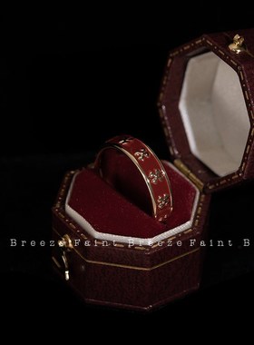 莫斯乌比秋冬红色滴油小花戒B指可调节显白食指戒新年开口指