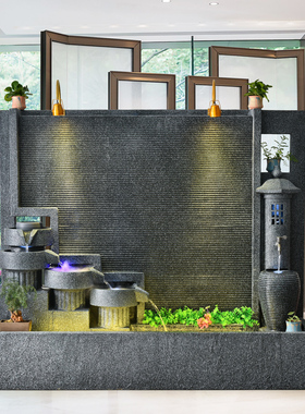 水幕墙流水墙水景别墅景观开业招财庭院屏风装饰欧式落地喷泉摆件